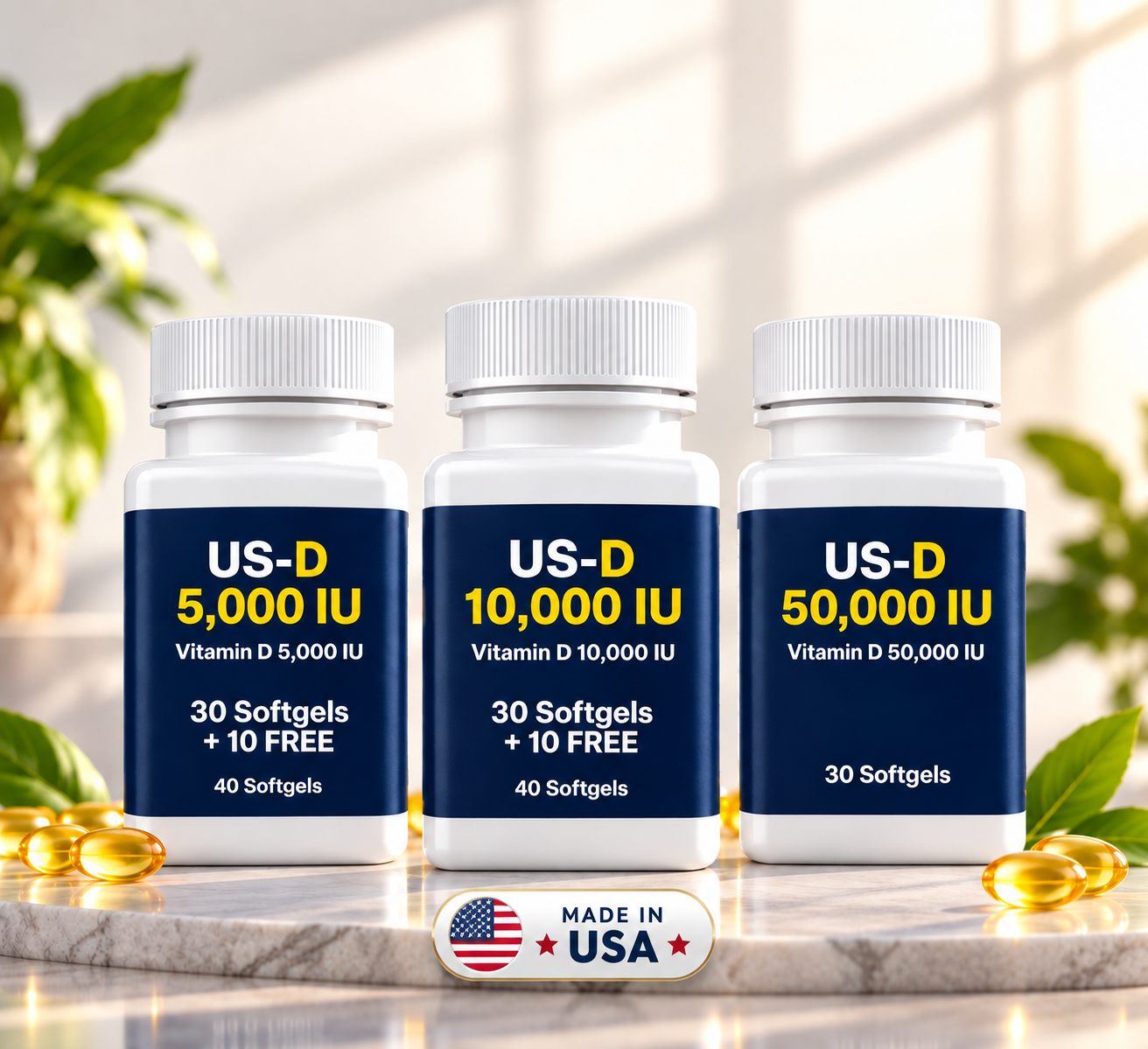 NutraBotanics-USA Vitamin D3 Softgels 40 Capsules